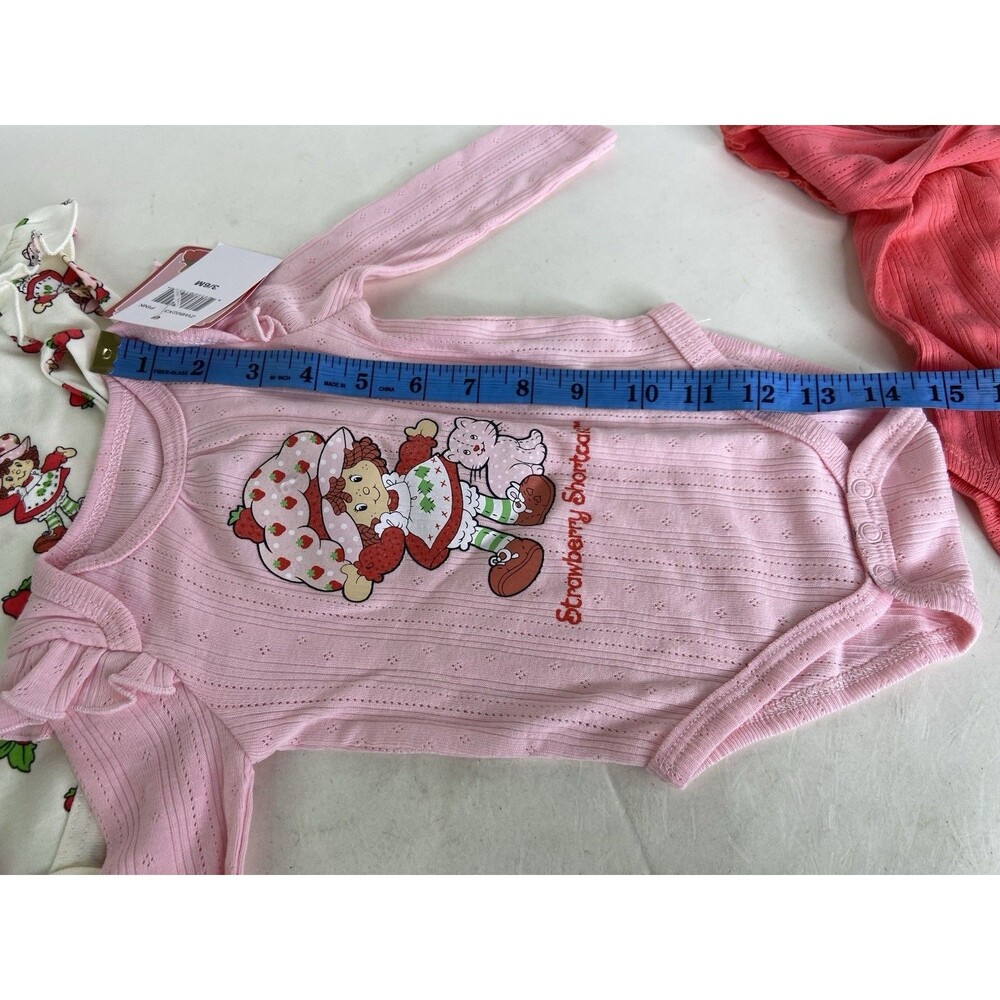 Strawberry Shortcake Three Piece Bodysuit Set Pink Baby Girls Size 3-6 Months - Picture 8 of 9